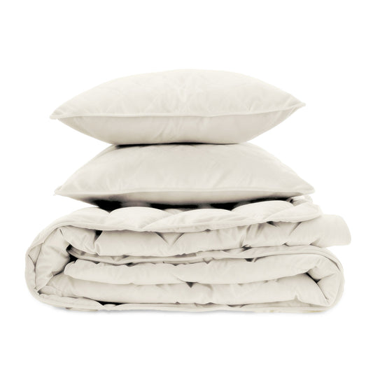 All-in One Lazy Velvet Dekbed gebroken wit/ crème  - Dekbed met kussensloop 140x200cm