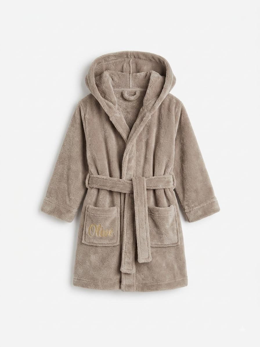 Kinderen badjas 100% Polar Fleece - 2-4 Jaar - Taupe