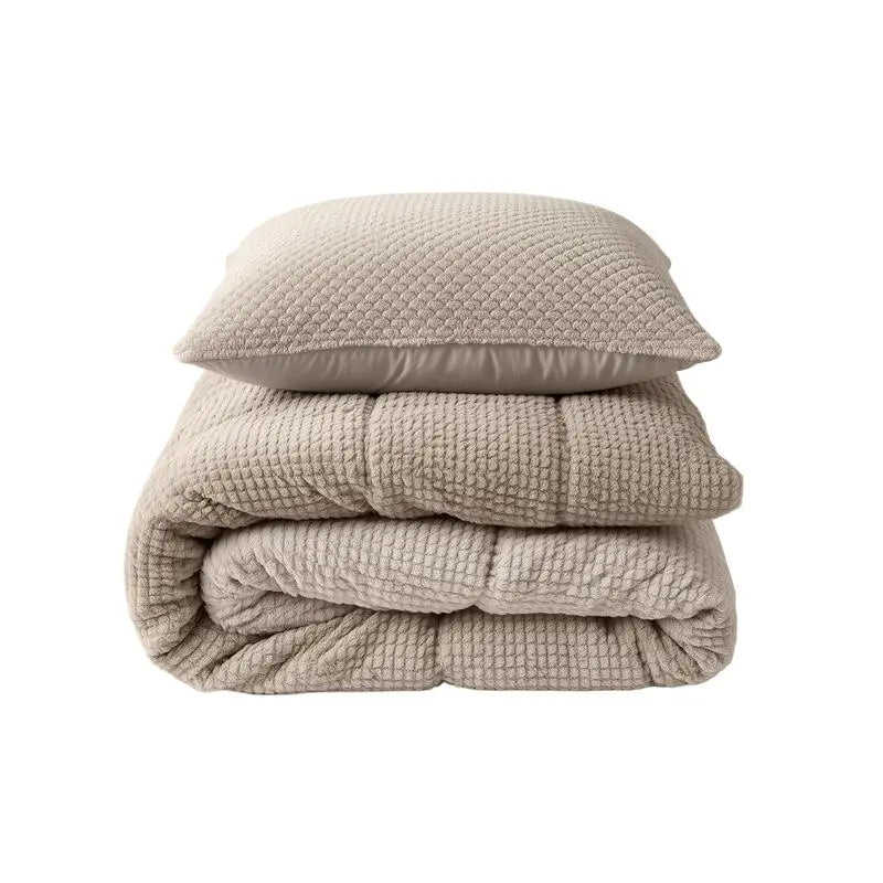 Dekbed All in one - Teddy fur - taupe 200x200cm met 2 kussensslopen