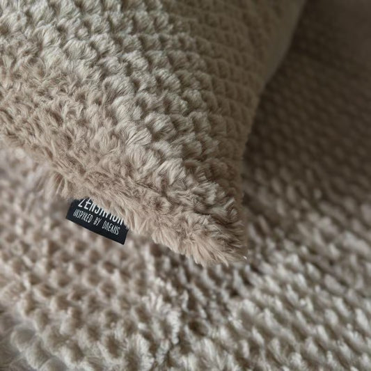 Dekbed All in one - Teddy fur - taupe 200x200cm met 2 kussensslopen
