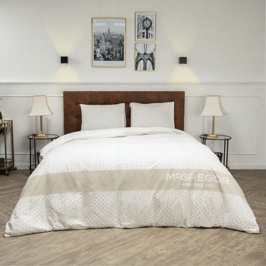 Dekbedovertrek McGregor – Katoen – Roosevelt – Off White – Tweepersoons (240×200/220 Cm) – Off-white & Wit Katoen – Strepen & Hotel Luxe – McGregor