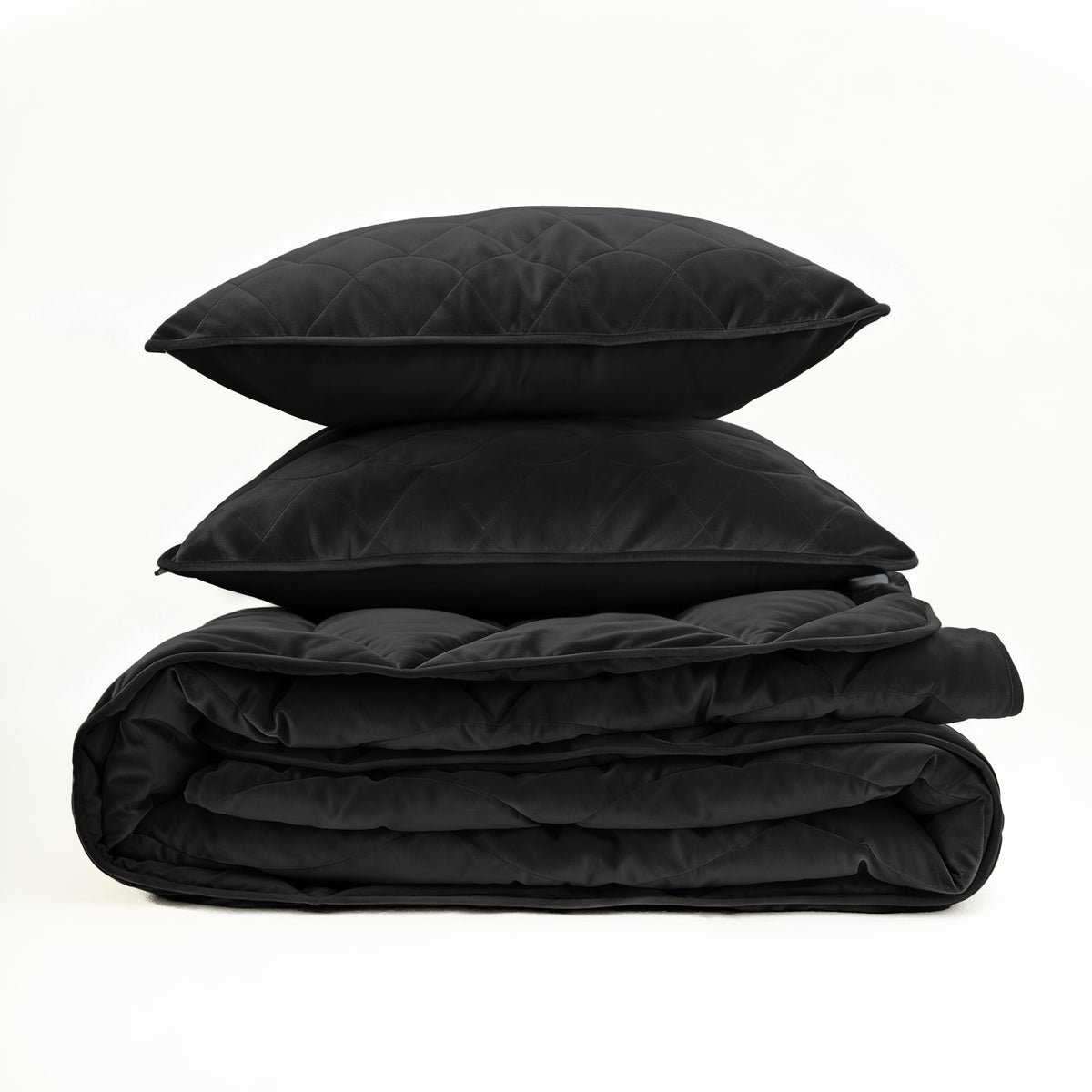 All-in One Lazy Velvet Dekbed Zwart - Dekbed met kussensloop 140x200cm