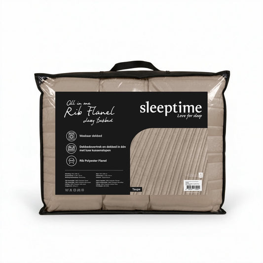 Dekbed en overtrek in een 140*200 cm warm Taupe